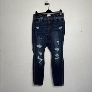 Lane Bryant Midnight Blue Ripped Cropped Jeans